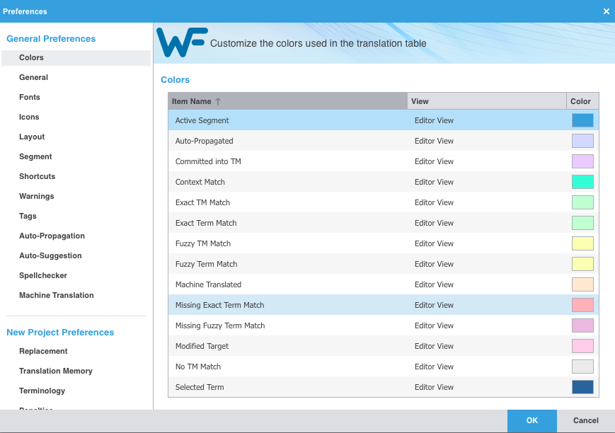 WFP Preferences/Colors