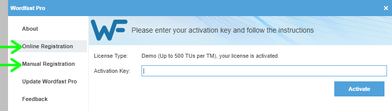 Licensing window in WFP