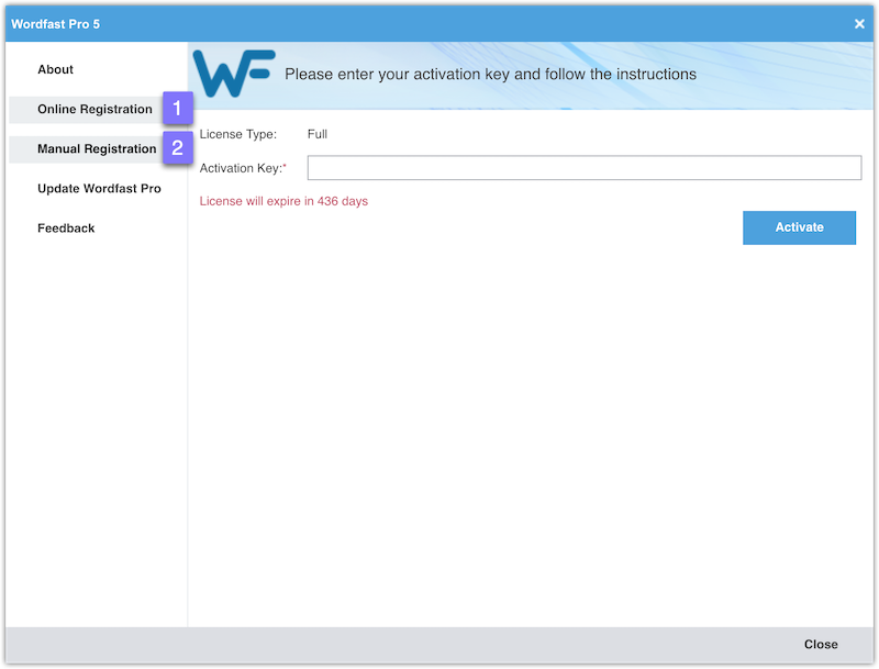 Licensing window in WFP5