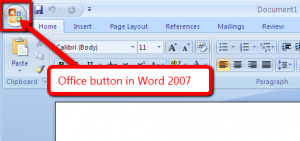 Office button in Word 2007