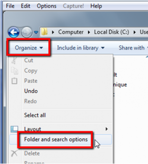 How to access the Folder Options menu in Windows Explorer (Windows Vista or newer)